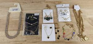 Fashion Jewelry, Necklaces, Gemstones, Rhinestone, and More, 9 Pieces - Brand New
