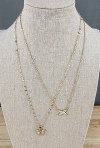 Gold-Tone 18 Butterfly and X Necklaces - Brand New