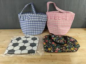 Tote Bags, Hexagon, Gingham, 3 Total and Black Floral Cooler Tote Bag - Brand New