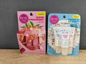 Eos Lip Balm Super Strawberry and Creme de la Creme, 7 Total - Brand New