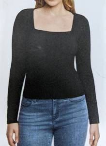Express Square Neck Top Size Womens XL Black, $54 Retail - Brand New