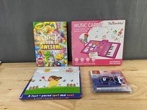 Kids Learning Mixed Lot Crayola Coloring Book, Music Carpet, Spot & Swat Game, Blue Blocker - Brand New