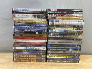 40 Brand New DVD Movie Collection - Frozen, Due Date, Wagon Train, Ice Age, Batman, Stir of Echoes, Super Bad, Departed, Vampire Diaries C