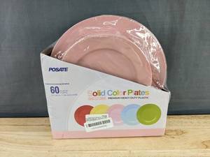 Posate Pink Plastic Plates, 60 Total - Brand New