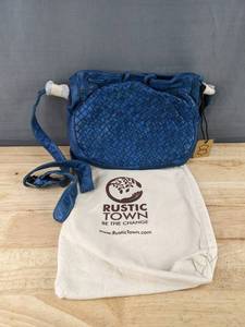 Rustic Town Blue Leather Purse 11 - Brand New