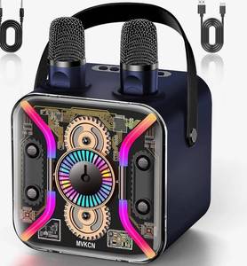 MVKCN SP-300 Karaoke Speaker Set With 2 Wireless Microphones Dark Blue - Brand New