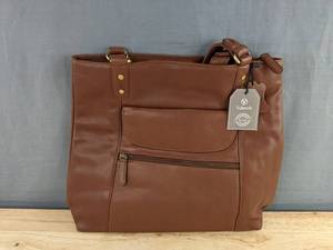 Valenchi Genuine Leather Large Capacity Shoulder Purse Brown - Brand New