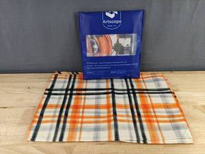 Artscope Pumpkin Bow Buffalo Plaid Table Runner 13 x 17 & Placemats 12 x 17.5, 4 Total - Brand New
