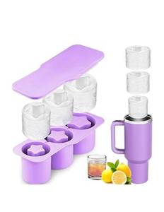 CAMYOL Silicone Ice Cube Tray Star Mold With Lid Purple - Brand New