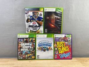 5 Xbox Video Games - Diablo III, Just Dance Disney, GTA V, NCAA Football 2005, Skylanders C