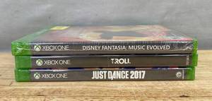 3 Xbox One Games - Disney Fantasia, Troll, & Just Dance 2017 - Brand New C