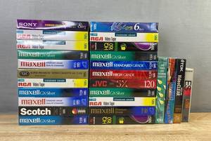 22 Blank VHS Tapes, 3 VCR Cleaning Tapes, and Blank Beta Tape C