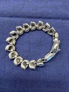 Textured Metal Link Stainless Steel Bracelet with Fox Head Design S