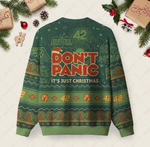 Red and Green Dont Panic Its Just Christmas Sweatshirt Unisex Size 3XL - Brand New
