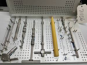 MSRP $5,000 RICHARDS AMBI ORTHOPEDIC SURGICAL INSTRUMENT TRAY, PLATE TAMPER, ADJUSTABLE ANGLE GUIDE, DRILL BITS &amp GUIDE PINS, INCOMPLETE SET, EXCELLENT CONDITION