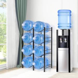 4-TIER 5-GALLON WATER BOTTLE STORAGE RACK, HOLDS 8 WATER COOLER JUGS, METAL FLOOR STAND Stand Only