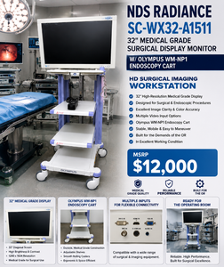 MSRP $12,000 NDS Radiance SC-WX32-A1511 32" Medical Grade Surgical Display Monitor w/Olympus WM-NP1 Endoscopy Cart, HD Surgical Imaging Workstation, WORKS GREAT!