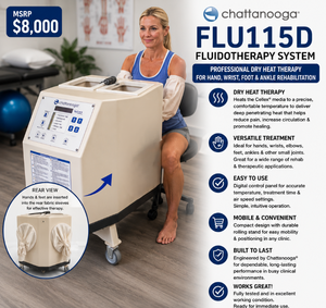 MSRP $8,000 CHATTANOOGA FLU115D Fluidotherapy System wMobile Stand, Dry Heat Therapy Unit, Hand, Wrist, Foot &amp Ankle Rehabilitation Treatment System, WORKS GREAT