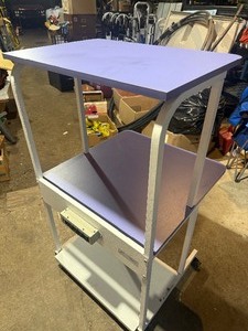 Medical  Laboratory Equipment Cart with Built-In Power Strip  Rolling 2-Tier Instrument Stand