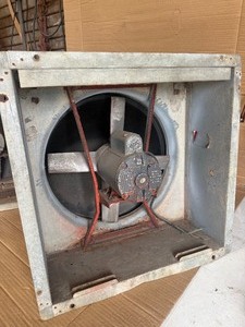 Pair of Vintage Industrial Galvanized Square Box Exhaust Fans  General Electric Motors