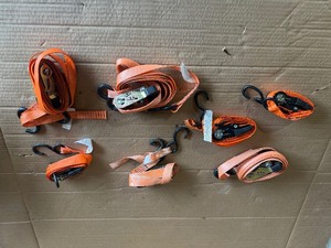 7 Orange Ratchet Tie-Down Straps with S-Hooks