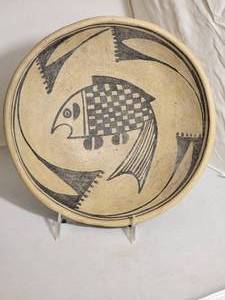 Native American Mimbres Style Checkered Fish Bowl