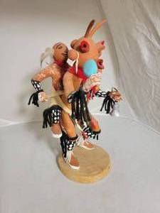 Signed Hopi Mudhead Kachina Doll with Child on Back