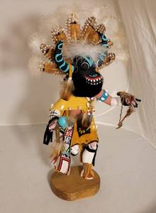 Signed Hopi Black Ogre Kachina Doll by J. Clark