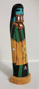 Signed Hopi Black Face Warrior Woman Kachina Doll