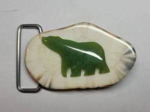 Carved Jade Green Belt Buckle
