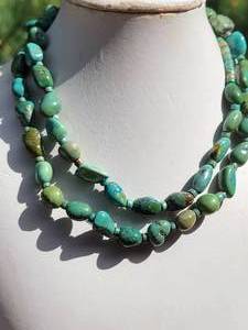 Southwestern Turquoise Bead Necklace  26 Inches