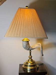 Brass and Ram Horn Style Table Lamp