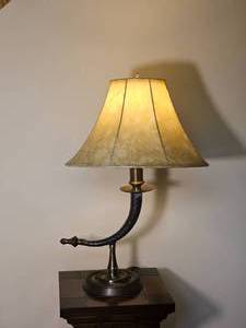 Curved Horn Style Table Lamp with Bronze Tone Base