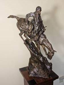 Frederic Remington Style The Mountain Man Western Bronze Tone Sculpture