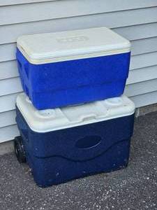 Two Igloo Coolers with Wheeled Cooler