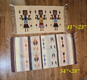 Southwestern Style Woven Accent Rugs Pair