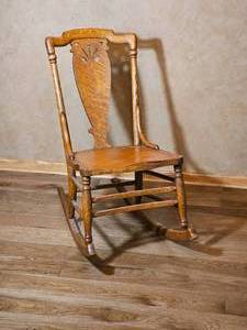 Vintage Oak Pressback Rocking Chair