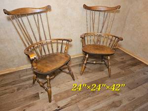 Nichols & Stone Windsor Comb Back Armchair Pair