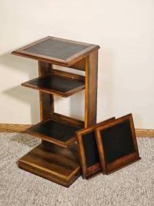 Tiered Wood and Black Panel Display Stand