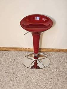 Glossy Red Adjustable Modern Bar Stool