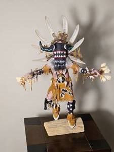 Whipper Kachina Style Figure with Feather Headdress