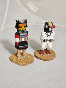 Small Carved Hopi Style Kachina Figures Pair