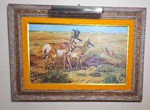 Original Western Pronghorn Antelope Oil Painting