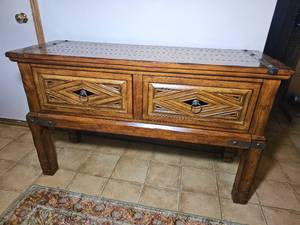 Rustic Spanish Revival Console Table Chest