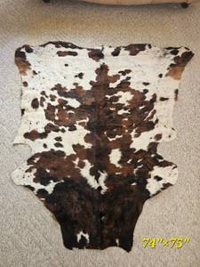 Large Brown and White Cowhide Area Rug