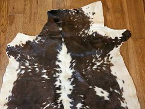 Brown and White Speckled Cowhide Rug