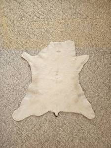 Small White Goat Hide Rug 34 x 34