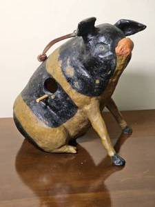 Rustic Painted Pig Birdhouse Decor