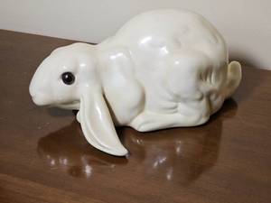 MCM Glossy White Ceramic Rabbit Figurine