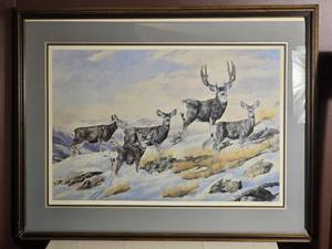 Signed Limited Edition Mule Deer Wildlife Print, Numbered 116 of 250
